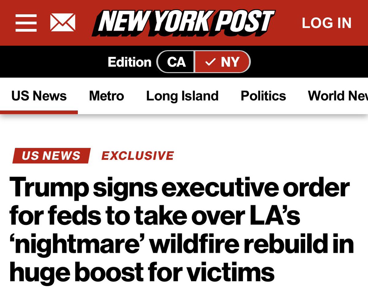 bennyjohnson's tweet image. BREAKING: President Trump signs executive order placing the federal government in charge of the LA wildfire rebuild, taking over where Gavin Newsom failed.