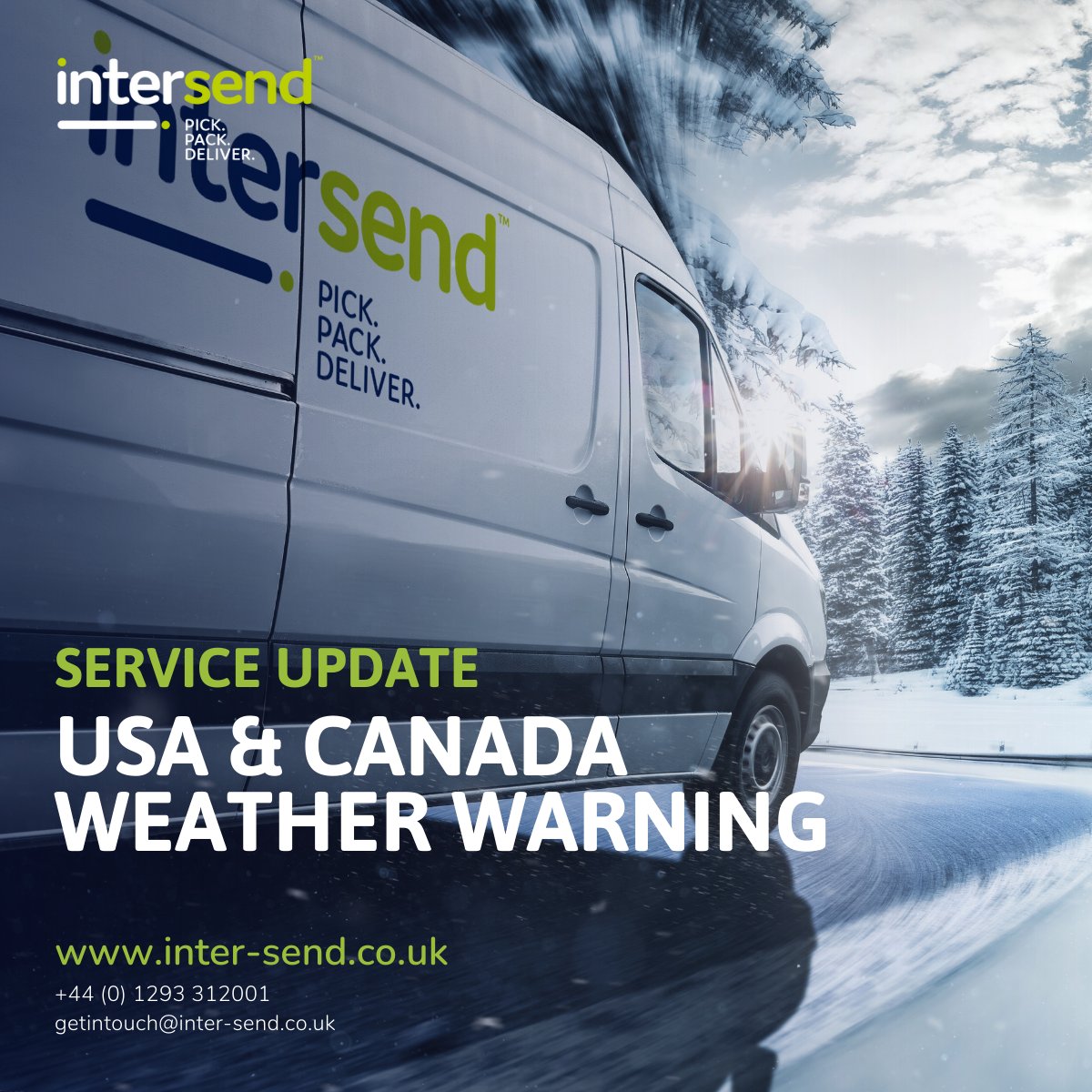 USA &amp; Canada Weather Update

Due to adverse weather across the USA and Canada, some shipments may experience delays. 

Our teams are closely monitoring the situation and will share updates as they become available.