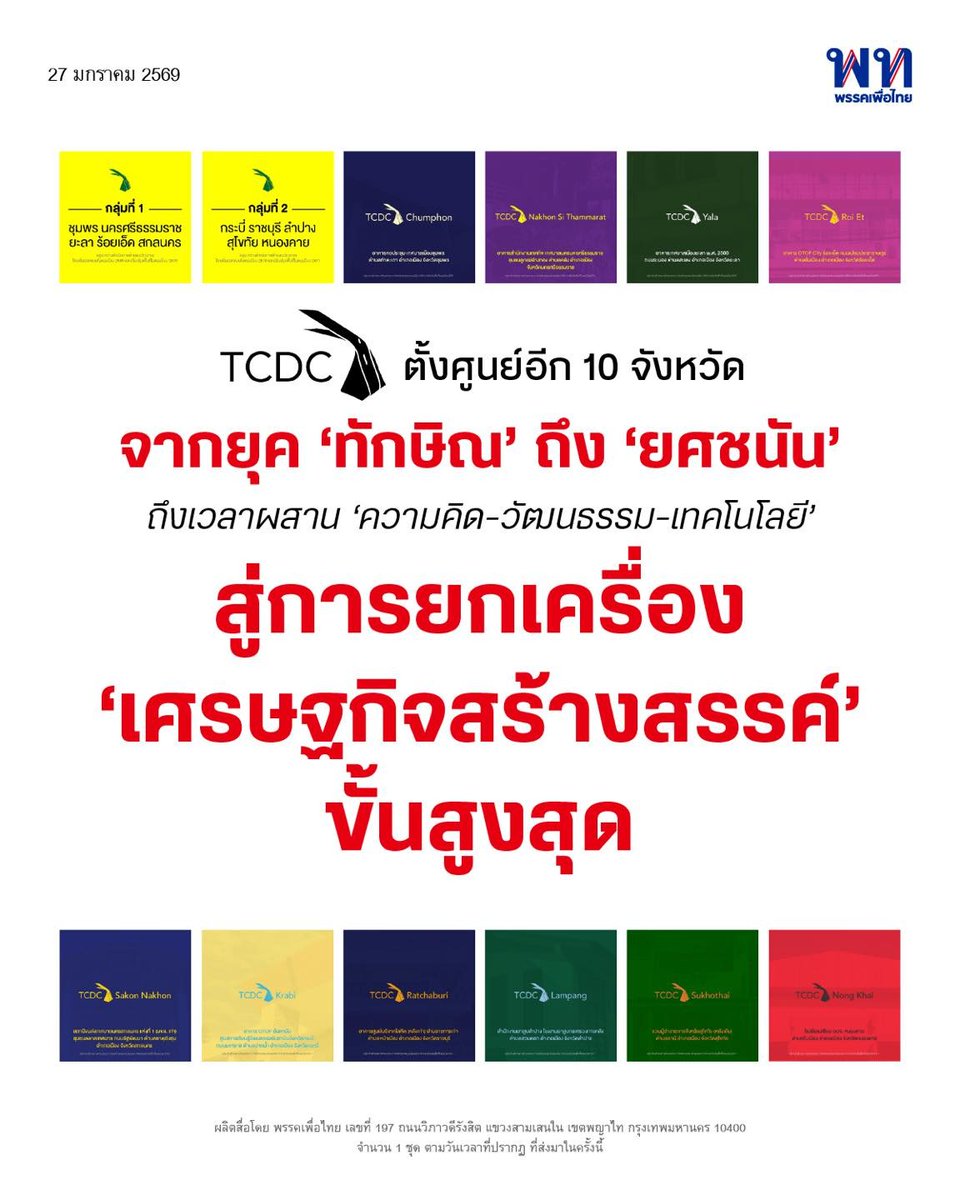 KaowPirohakul's tweet image. “ความคิดสร้างสรรค์ คือทุนของคนไทย
และทุนนี้…ไม่ควรถูกผูกไว้แค่ในเมืองหลวง”

เตรียมพบกับ “TCDC ใกล้ฉัน”
เมื่อโอกาส ความรู้ และความคิดสร้างสรรค์
เดินทางไปถึงทุกภูมิภาค เพื่อเปลี่ยนไอเดียของคนธรรมดา
ให้กลายเป็นรายได้ อาชีพ และเศรษฐกิจใหม่ของพื้นที่

ในปี พ.ศ. 2569 ประเทศไทยจะมี NEW…