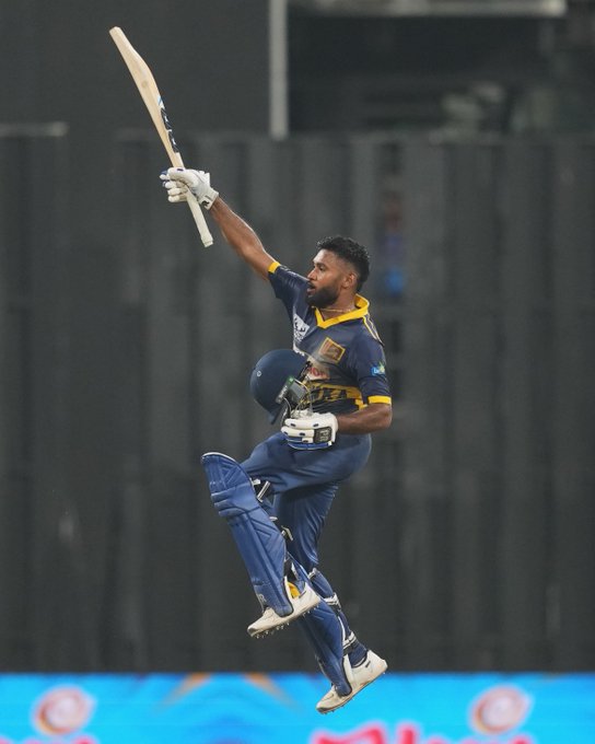 In his fourth ODI for Sri Lanka, Pavan Rathnayake celebrates his maiden international hundred 🙌