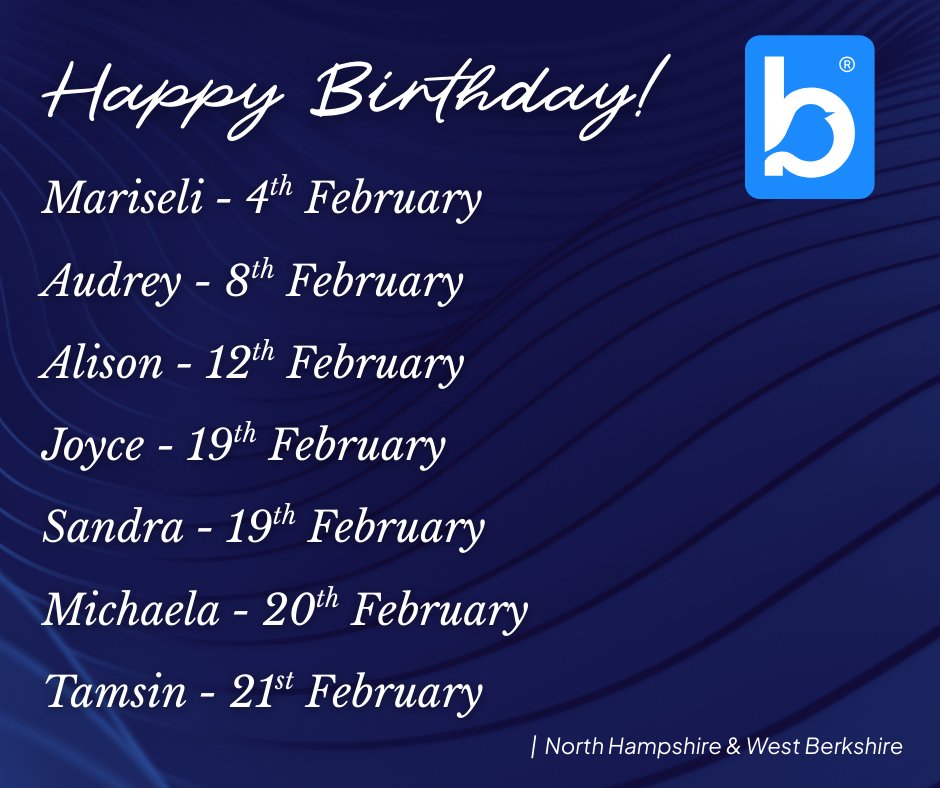 Happy birthday to all of our incredible Care Experts who have their birthday this February! 🎊

We hope you all enjoy your special day! 💙

Start your care within 24hrs of an assessment👉 bit.ly/4aTiLhK

#HappyBirthday #Happy #Birthday #BluebirdCare #HomeCare #Care #Home