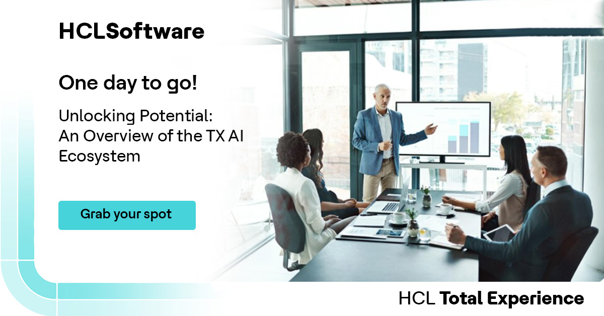 HCLDigital's tweet photo. Weโre just one day away! Join us tomorrow, Jan 28 at 10:30 am EST for the first session of our AI webinar series. See how Vibe Coding, Agentic AI, and more in HCL Total Experience help developers and users get more done: https://t.co/Dc9djHx8g1
#HCLTotalExperience #TechWebinar https://t.co/gLbnsICQ4v