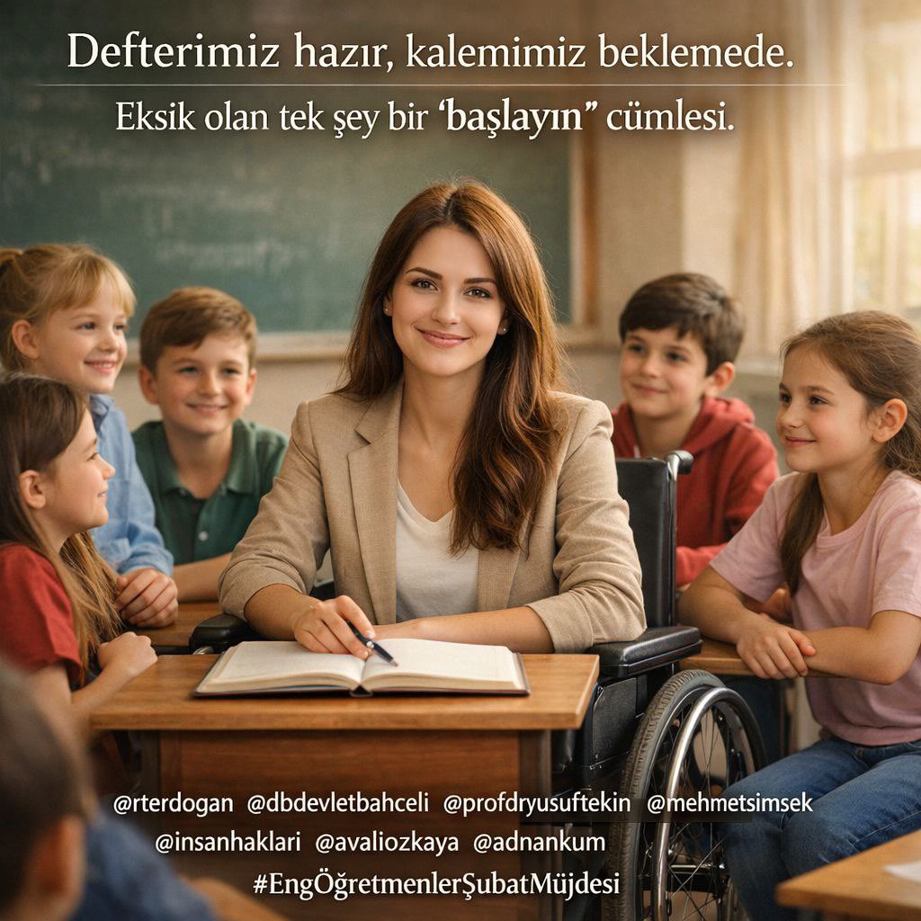 Çok değil Reis… Bir avuç engelli öğretmen kaldı. 
<a href="/Yusuf__Tekin/">Yusuf Tekin</a> <a href="/RTErdogan/">Recep Tayyip Erdoğan</a> <a href="/dbdevletbahceli/">Devlet Bahçeli</a> <a href="/oktay_saral/">Oktay SARAL</a> <a href="/hasandogan/">Hasan Doğan</a> <a href="/_cevdetyilmaz/">Cevdet Yılmaz</a>
<a href="/PrfDrFilizKilic/">Prof. Dr. Filiz KILIÇ</a> <a href="/memetsimsek/">Mehmet Simsek</a> <a href="/tihek_kurumsal/">TİHEK 🇹🇷</a>
<a href="/AYMBASKANLIGI/">Anayasa Mahkemesi</a>
#ReisEngelliÖğretmenMüjdesi