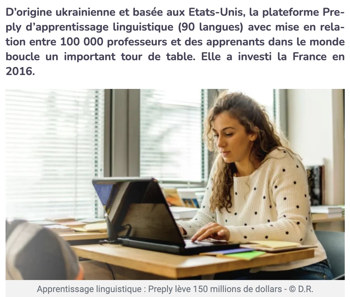 exclusiverh's tweet photo. 🚀 LEVÉE DE FONDS | La plateforme Preply d’apprentissage linguistique (90 langues) avec mise en relation entre 100 000 professeurs et des apprenants dans le monde boucle un important tour de table. Elle a investi la France en 2016 ➡️ https://t.co/LW4UHTMyVQ
#HRTech #learning #RH https://t.co/WIZVekprrE