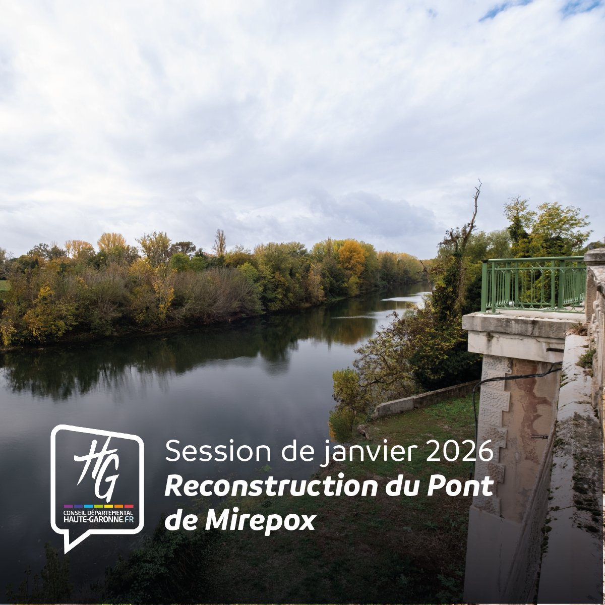 HauteGaronne's tweet photo. 🏗️ Pont de #Mirepoix : une nouvelle étape franchie en #SessionHG pour sa reconstruction :
📅 Début des travaux en 2026 pour 2 ans
💶 16 M€ investis
🚗🚲 2 voies de circulation + aménagements pour les modes doux

1 projet au service de la mobilité et de la sécurité du territoire. https://t.co/2umoZJJQmk