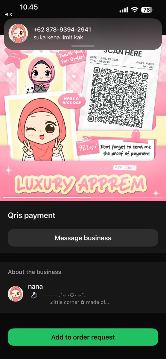 Lyonellfya_'s tweet photo. PENIPU! hati hati ya yg lain jangan smpe ktmu, kalo miskin cari kerja yg bener ya kak jgn menipu🙏🏻 
nama qris nya LUXURY APPREM
#zonauang #wtb #wts https://t.co/icyCcJ0kbr