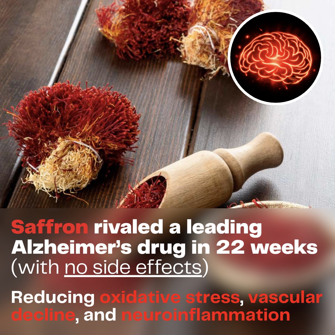 Alzheimer’s is usually blamed on age or genetics.

But a spice just matched one of the TOP Alzheimer’s drugs in a double-blind study:

- Improving memory
- Enhancing focus
- Boosting mood 

...with fewer side effects.
          
Here’s how Saffron works (and how to take it):🧠👇