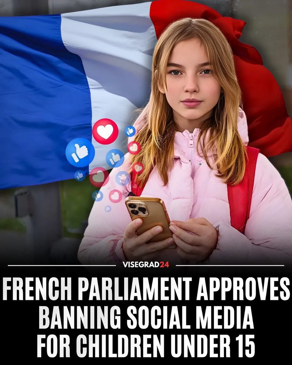 France’s parliament has approved a ban on social media for children under the age of 15. 🇫🇷 

The bill passed by lawmakers goes beyond restricting minors’ access to social networks. One of its provisions also bans the use of mobile phones on the premises of secondary schools.

If