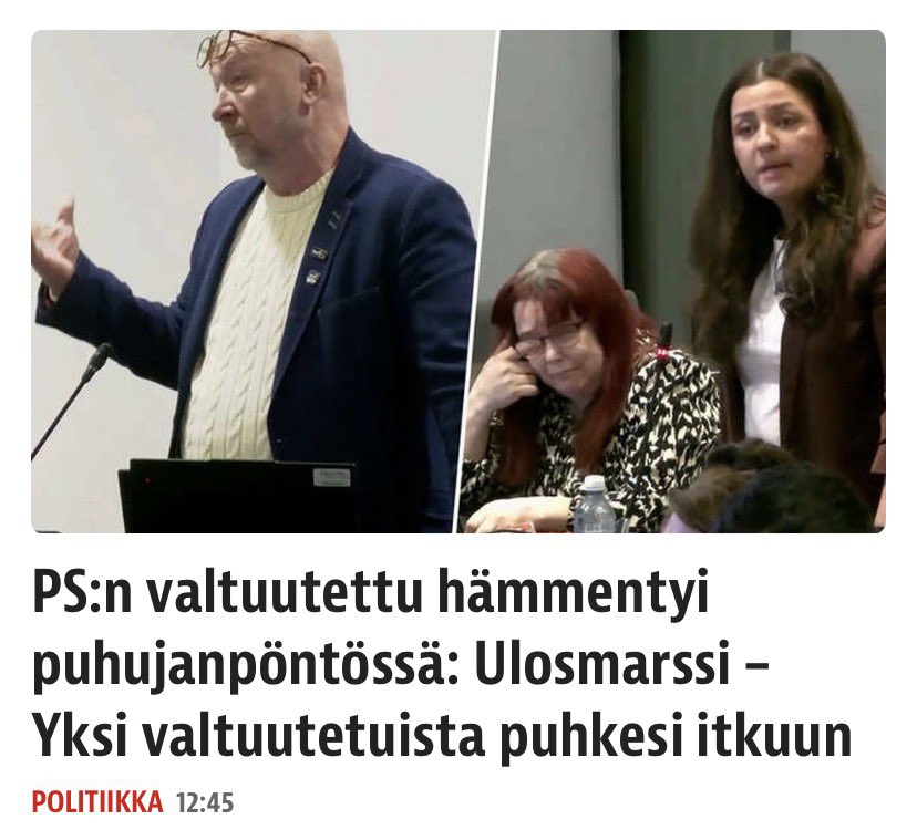 Vantaan valtuustossa vasemmisto marssi ulos, kun Juha Järä (ps.) puhui haittamaahanmuutosta. Puheenjohtaja Sakari Rokkanen (kok.) keskeytti kokouksen ja vetosi “turvalliseen tilaan”. 

Tämä on pelkkä vasemmistoliiton epätoivoinen yritys hiljentää poliittinen vastustaja