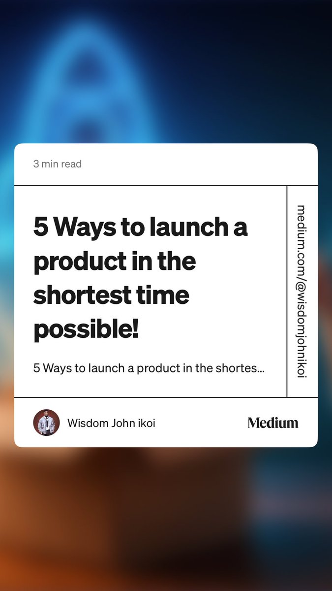 “5 Ways to launch a product in the shortest time possible!” by Wisdom John ikoi

#startup  medium.com/write-a-cataly…