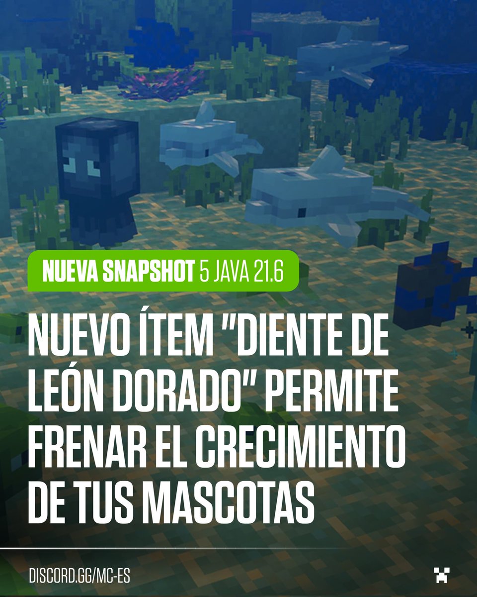 mc_esp's tweet photo. 🔴  |  NUEVA SNAPSHOT 26.1-5

Llega la mecánica de "Juventud Eterna" para tus mascotas y un rediseño masivo a las criaturas acuáticas bebé.