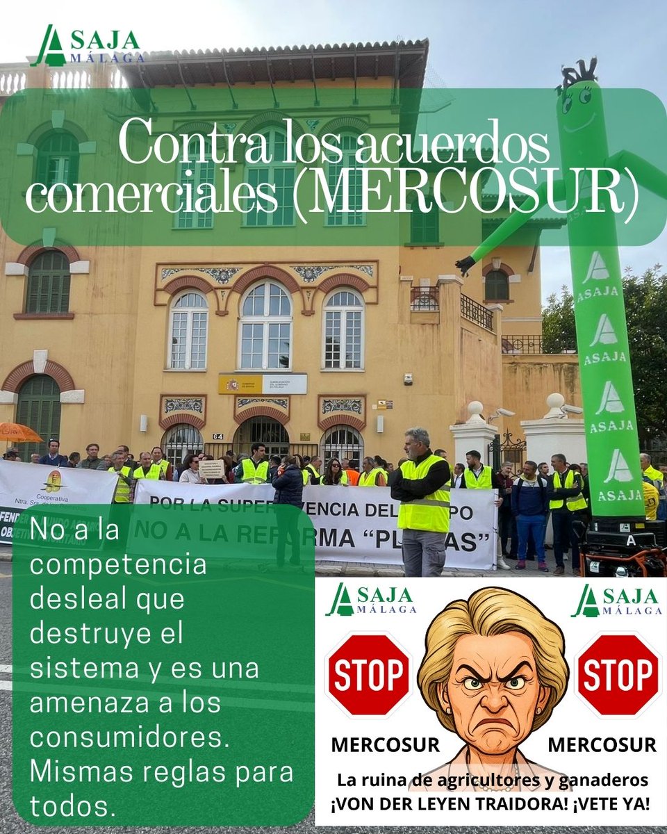 AsajaMalaga's tweet photo. ¡MÁLAGA SE PLANTA! El campo no aguanta más acuerdos injustos ni una burocracia que nos asfixia. 🚜💨Por la supervivencia y el respeto al sector agrario, nos movilizamos este 29 de enero. Abrimos hilo con nuestros motivos. 👇 (1/2)#MálagaPorElCampo #SOSAgricultura #ASAJA https://t.co/CKmUiU6HvT
