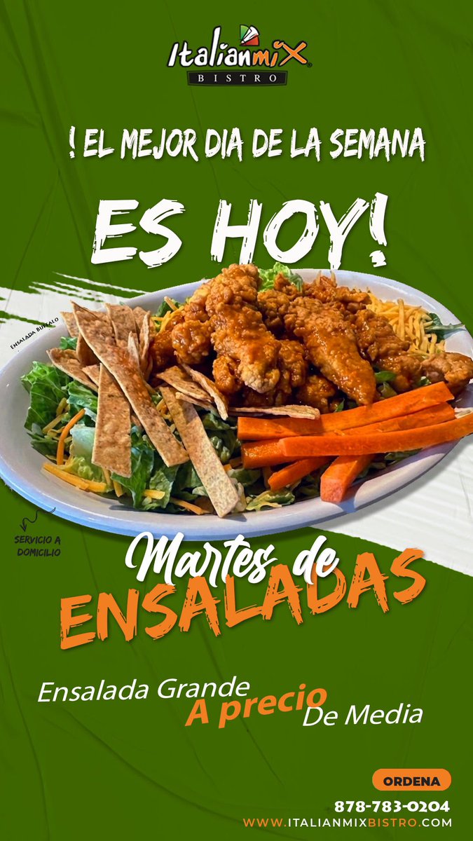 ItalianMixBistr's tweet photo. Hoy Martes de Ensaladas en ItaliaMix ordena al 8787830204 https://t.co/0LlHw9pf2O