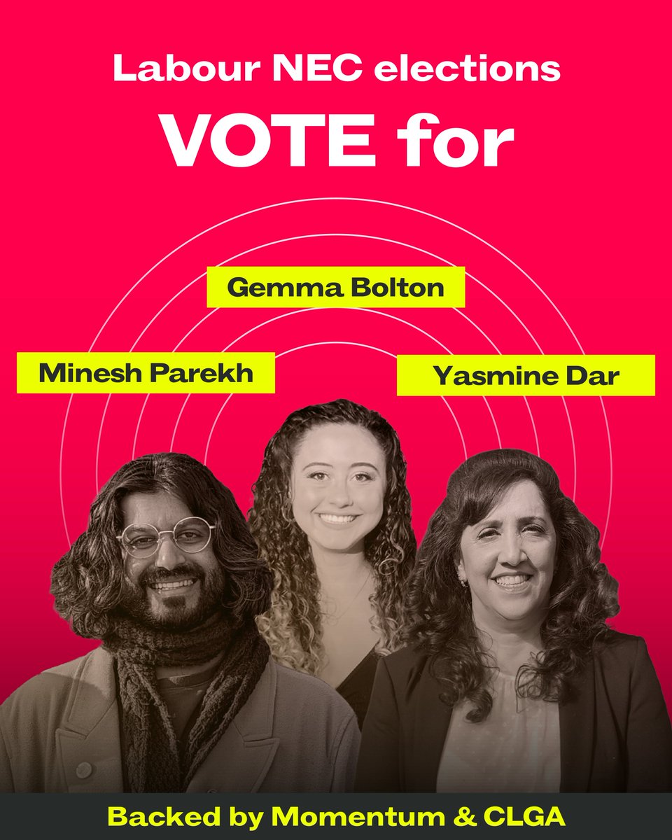 PeoplesMomentum's tweet image. Excited to announce that Momentum are supporting three fantastic socialists for the Labour Party’s NEC elections.

💥 @gembolton, @Yasmine_Dar &amp;amp; Minesh Parekh 💥

Want to see NEC representatives stand up for real Labour values? Back these candidates.

futureweneed.com