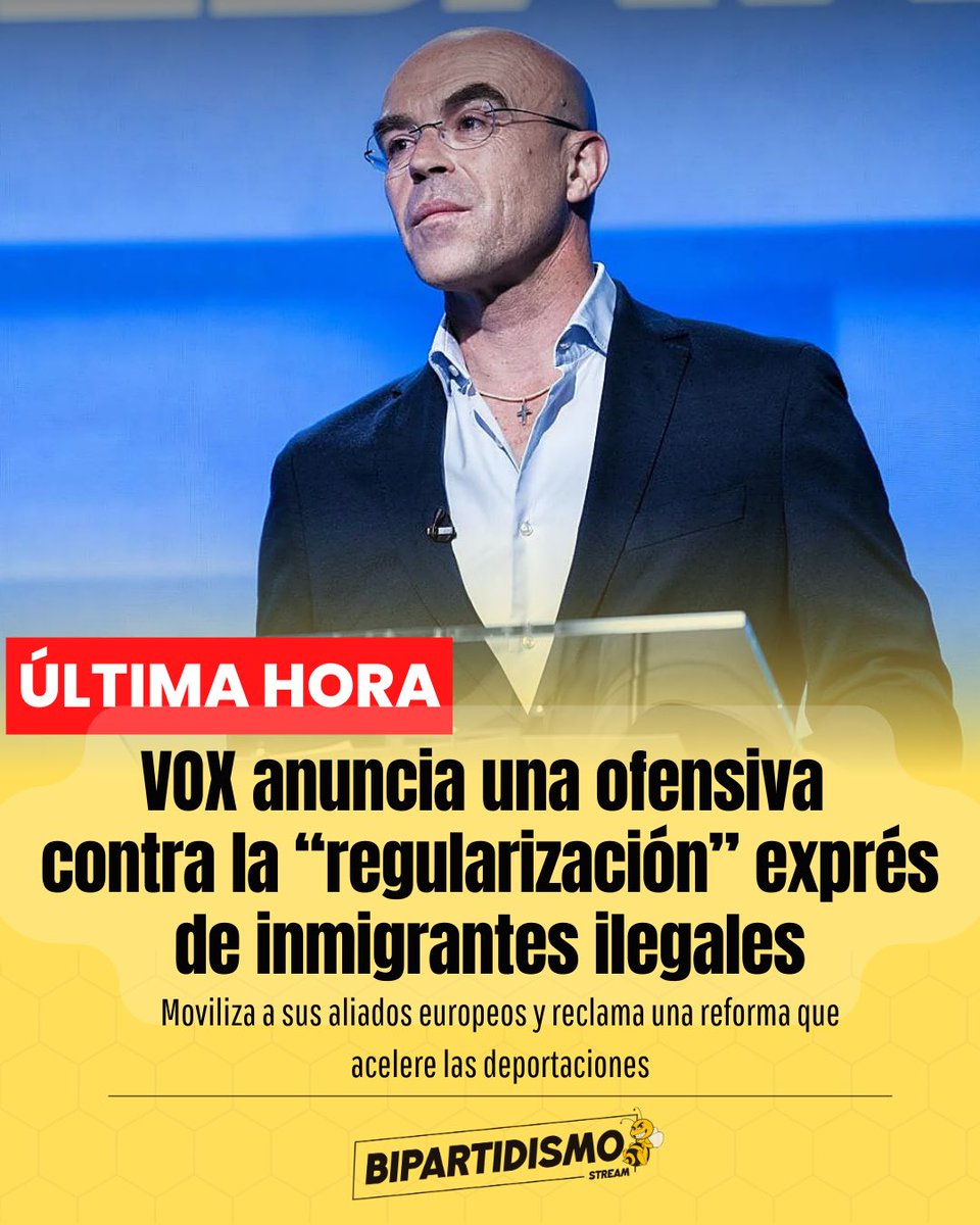 Bipartidismo_'s tweet image. 🔴 ÚLTIMA HORA | VOX anuncia una ofensiva europea contra la "regularización" exprés de inmigrantes ilegales

Subtítulo: moviliza a sus aliados y reclama una reforma que acelere las deportaciones.

gaceta.es/europa/vox-anu…
