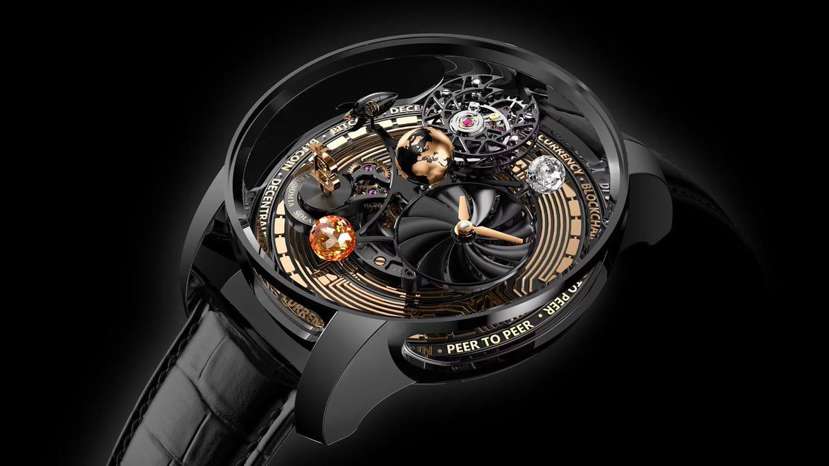 o_L2T's tweet photo. Jacob &amp; Co a lancé une montre capable de miner du Bitcoin. Prix : 40 000$. Revenu net annuel estimé : 7 000$. Incroyable vous en pensez quoi ? #Bitcoin https://t.co/Zdg4x8gVdx