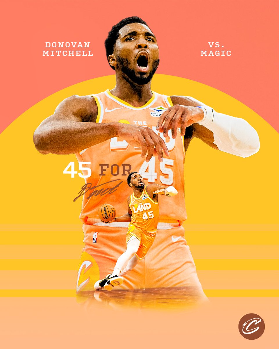 cavs's tweet image. 💫 45 FOR 45. 

Last night was Donovan's 24th 40-plus point game as a Cavalier, second most in franchise history. #LetEmKnow