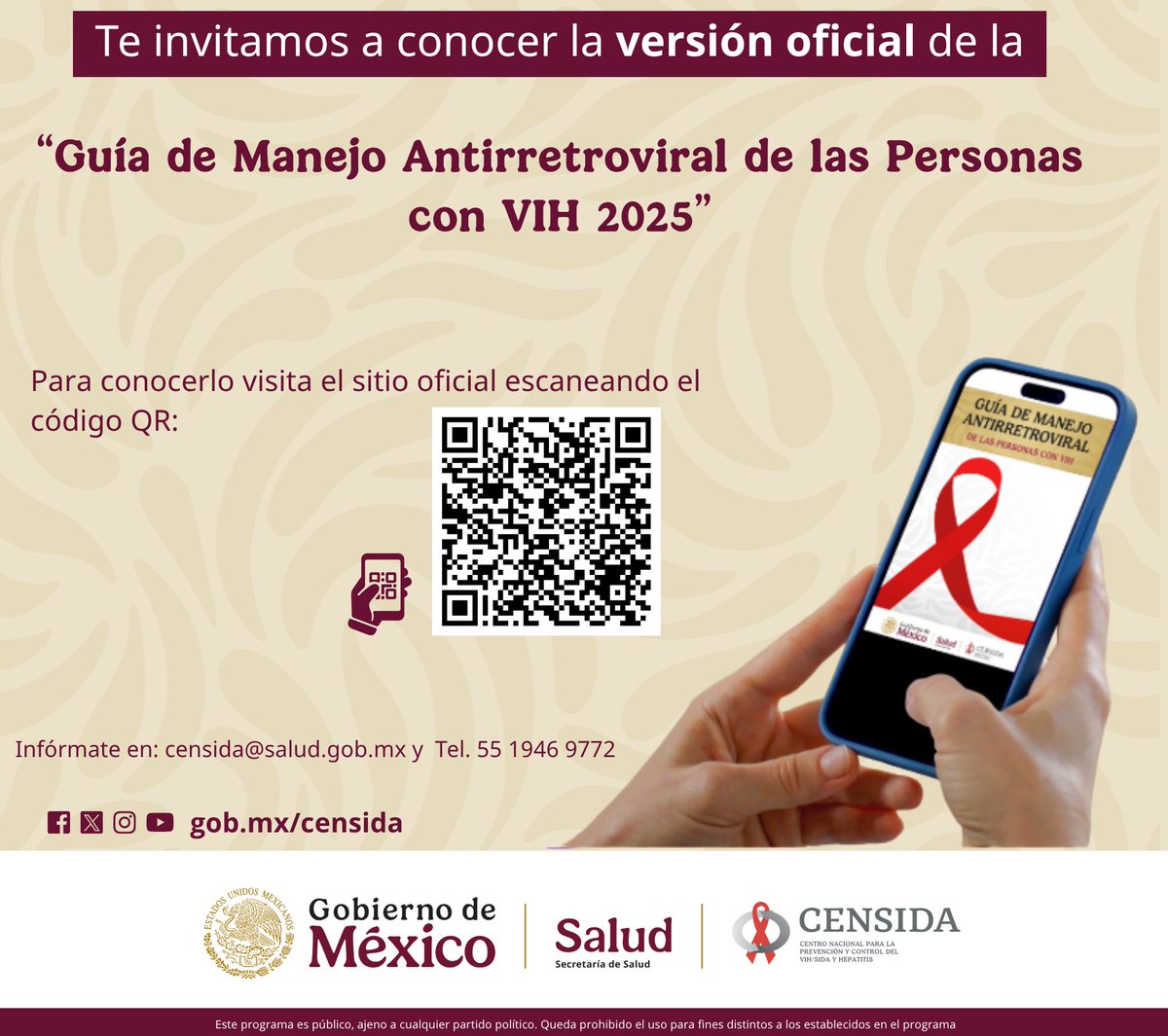 En la Guía de manejo antirretroviral de las personas con #VIH 2025, podrás conocer las recomendaciones para el abordaje de la planificación familiar para mujeres y hombres con #VIH. 

Infórmate en: bit.ly/3IvSxrs