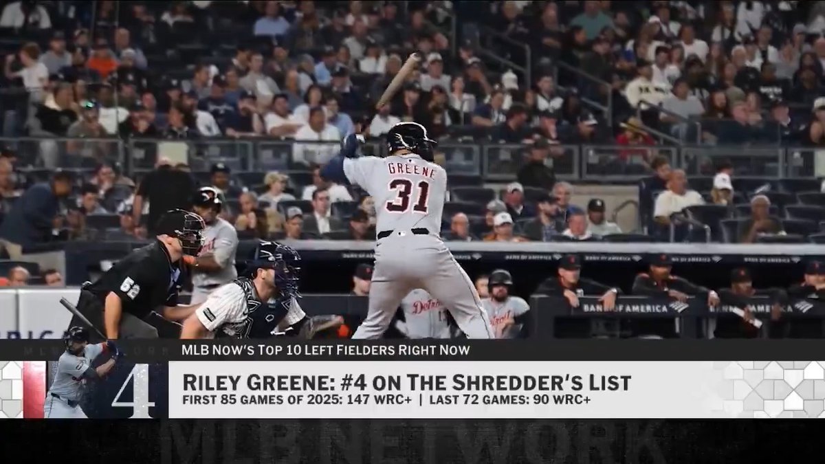 Riley Greene is the No. 4 left fielder on @MLBNow's #Top10RightNow.