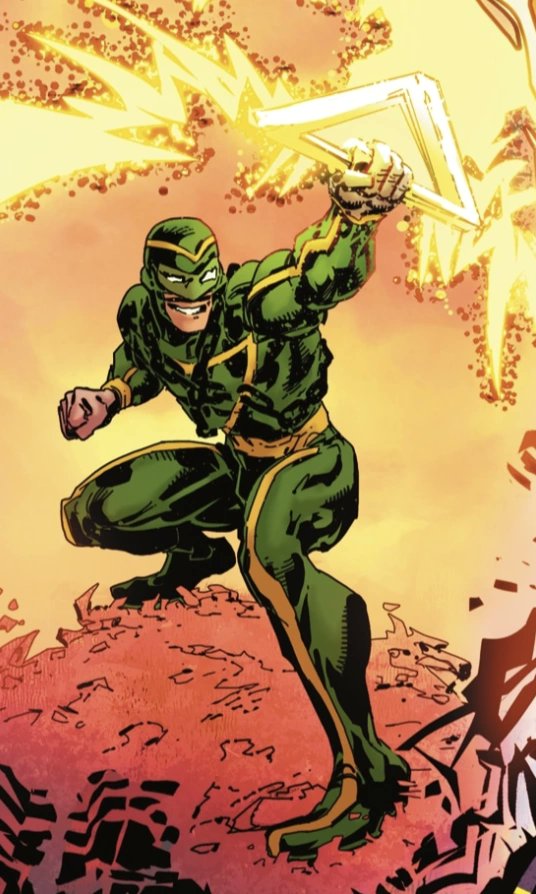 BobbensArtDen's tweet image. A new version of Angle Man with Bullseye's gimmick that does shit like this against Wonder Woman