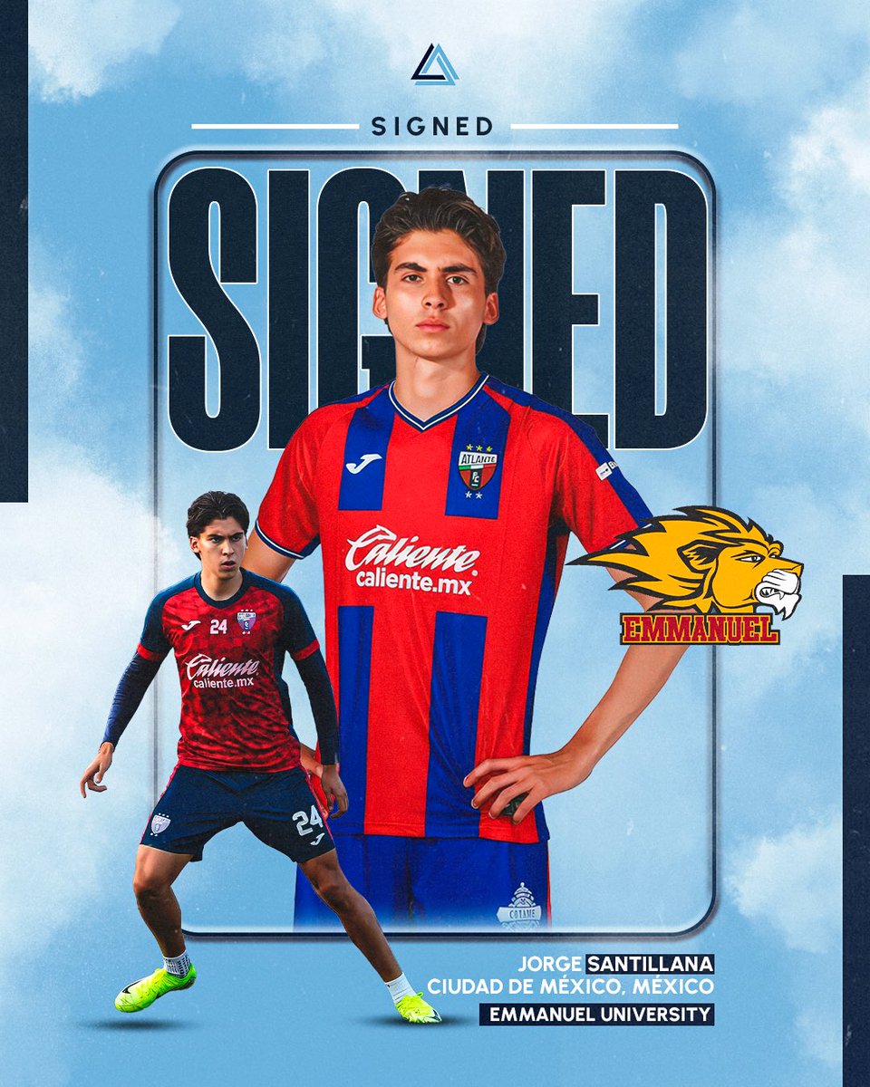 ⚪️ Jorge Santillana has officially committed to Emmanuel University.

🇲🇽 The young Mexican takes the leap to the NCAA to continue the next stage of his academic and athletic journey.

⚽ After developing his game at <a href="/Atlante/">Atlante FC 🐎⚽️</a> and recently with <a href="/DragonesTolTDP/">DragonesTolucaTDP</a>.

#BeAtlantic