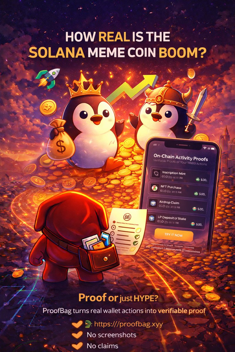 proof_bag's tweet image. 🔥 Something wild just hit the Solana meme scene…

A Solana meme coin called $PENGUIN just surged 900%+ in 48 hours after a viral moment on social media —showing once again how community energy + meme culture can drive huge moves on-chain. 

Solana’s meme market is alive and…