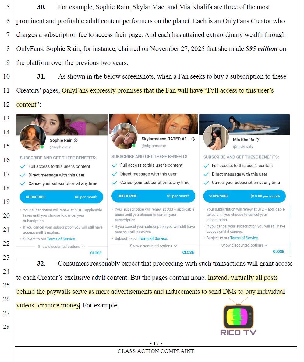 OnlyFans is in hot water after a class-action lawsuit accused the platform of promising “full access” while putting the real content behind paywalls…😳🚨