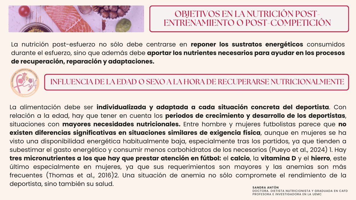 FCyLF's tweet photo. FORMACIÓN / @FCyLF 

🍏Hábitos, objetivos, influencias, prioridades, pautas y evidencias científicas en la 𝐧𝐮𝐭𝐫𝐢𝐜𝐢ó𝐧  post entrenamiento y competición de 𝐟ú𝐭𝐛𝐨𝐥

Píldora formativa ⚽️ @SandraAntonSan @UEMC  para el Centro de Formación #RFCYLF https://t.co/tiEbzZ5uAt