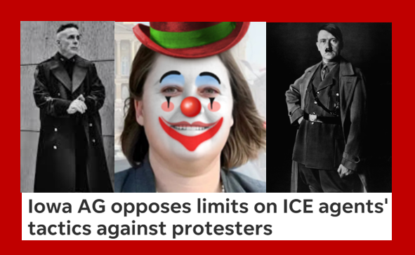 bennel62's tweet photo. #GETMEREWRITE @IowaGOP Attorney General @BrennaBird stands with #GregoryBovino and #AdolfHitler https://t.co/63A2ZhFTt4 https://t.co/uH4kWrDu5T