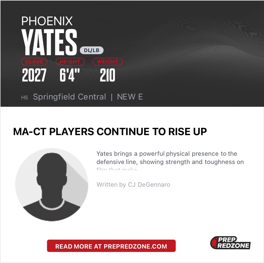 Thank you <a href="/PRZNewEngland/">Prep Redzone New England</a> for the evaluation !! <a href="/CoachMartinESA/">Coach Martin</a> <a href="/CDenson99/">Coach Denson</a> <a href="/CoachCollington/">coach collington</a> <a href="/SpringfieldCHS/">Central High School</a> <a href="/ValdamarTBrower/">Valdamar Brower</a>