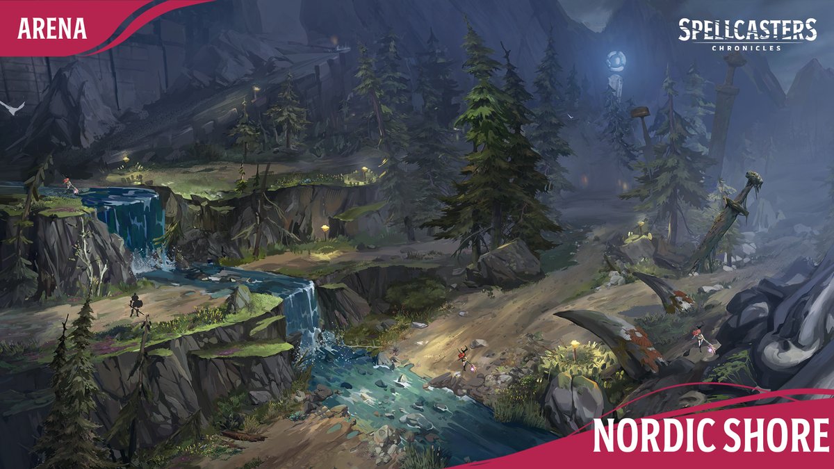 Spellcasters's tweet photo. Take a closer look at these concept arts of the Nordic Shore!

This new Arena is a battle-scarred coastal landscape that witnessed the most renowned war from the Mage-Emperor Era. Shattered ribcages, colossal fallen weapons, and the ashen soil are all that remain.

Register for the Closed Beta now: https://t.co/mHKk1BTbzv