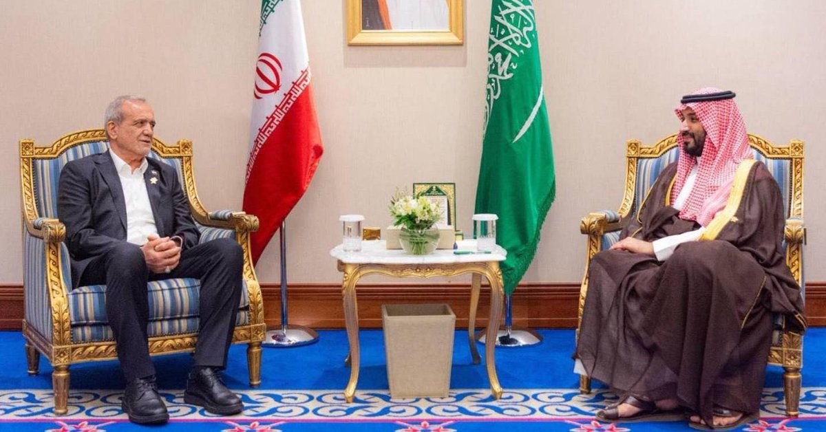 IranObserver0's tweet photo. ⚡️BREAKING 

MBS just made an emergency call to Pezeshkian to discuss the situation in the region https://t.co/z179BlXfk0