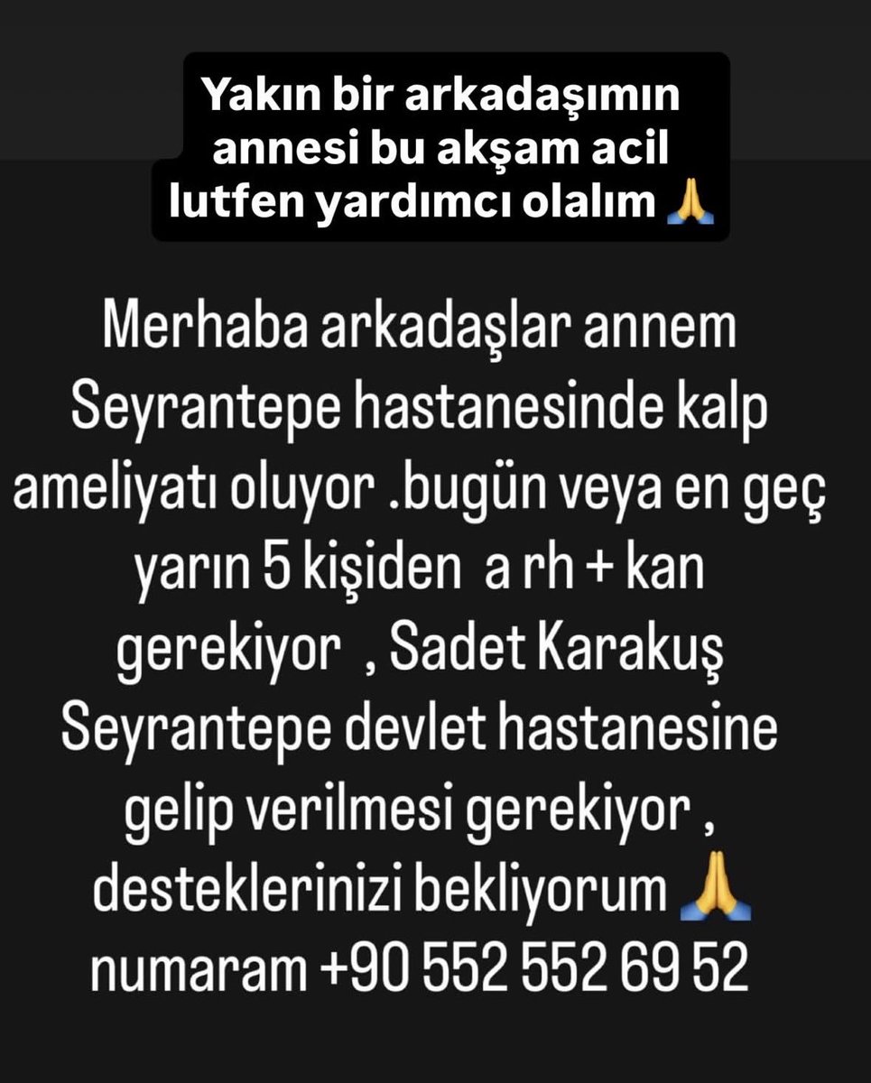 A Rh + kana acil ihtiyaç var ..!