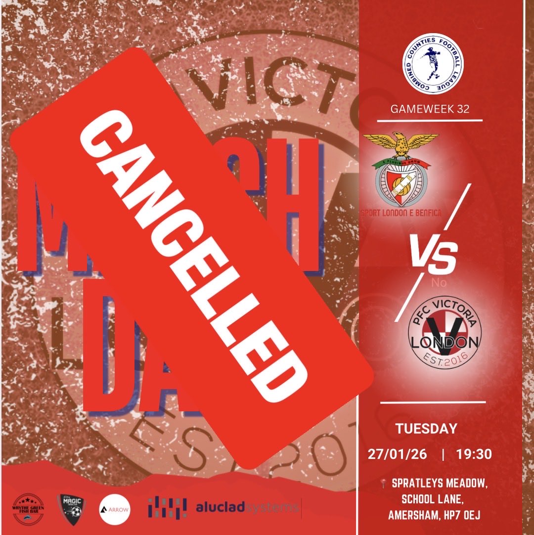 pfcvictoria's tweet image. ℹ️ 𝐓𝐨𝐝𝐚𝐲’𝐬 @comcofl 𝐚𝐰𝐚𝐲 𝐠𝐚𝐦𝐞 🆚 @sportlondonbenfica 𝐡𝐚𝐬 𝐛𝐞𝐞𝐧 𝐜𝐚𝐧𝐜𝐞𝐥𝐥𝐞𝐝 𝐝𝐮𝐞 𝐭𝐨 𝐚 𝐰𝐚𝐭𝐞𝐫𝐥𝐨𝐠𝐠𝐞𝐝 𝐩𝐢𝐭𝐜𝐡 🌧️