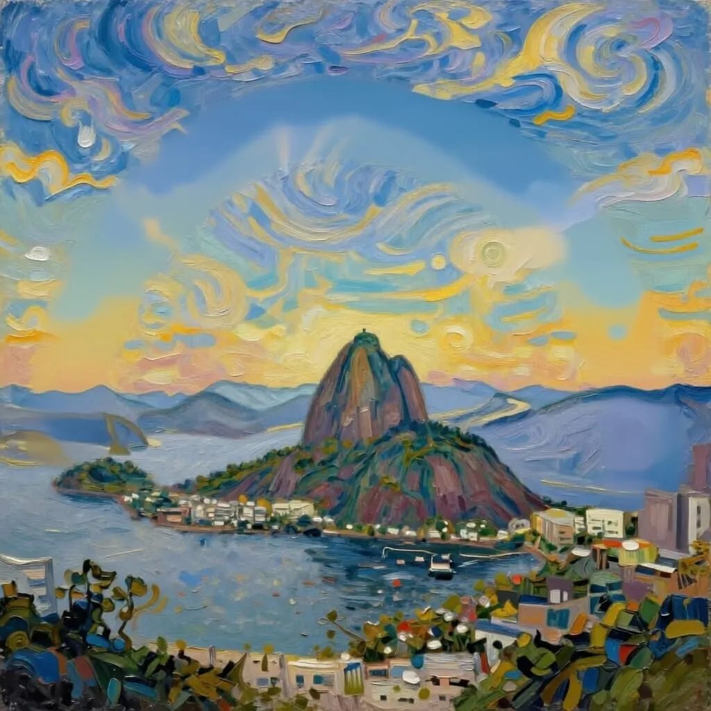 joaoalberto's tweet image. Pão de Açúcar no estilo de Van Gogh