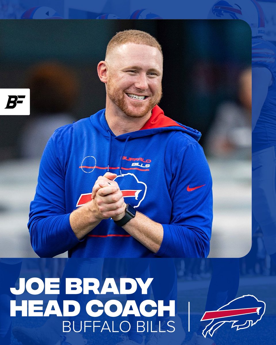 BfloFanatics's tweet image. The Bills are promoting Joe Brady to Head Coach, per @TomPelissero.

#BillsMafia