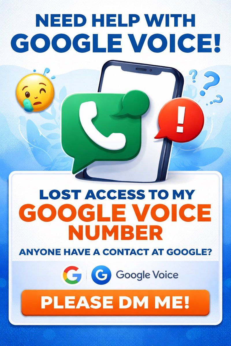 EverettHomesLA's tweet photo. Asking for a Big Favor 💙

I’m in a tough spot and could really use the power of this network.

I lost access to my Google Voice number because the recovery email was tied to a former work email that no longer exists. Google’s automated system hasn’t helped, and I’m stuck. https://t.co/dcJJLbVaYH