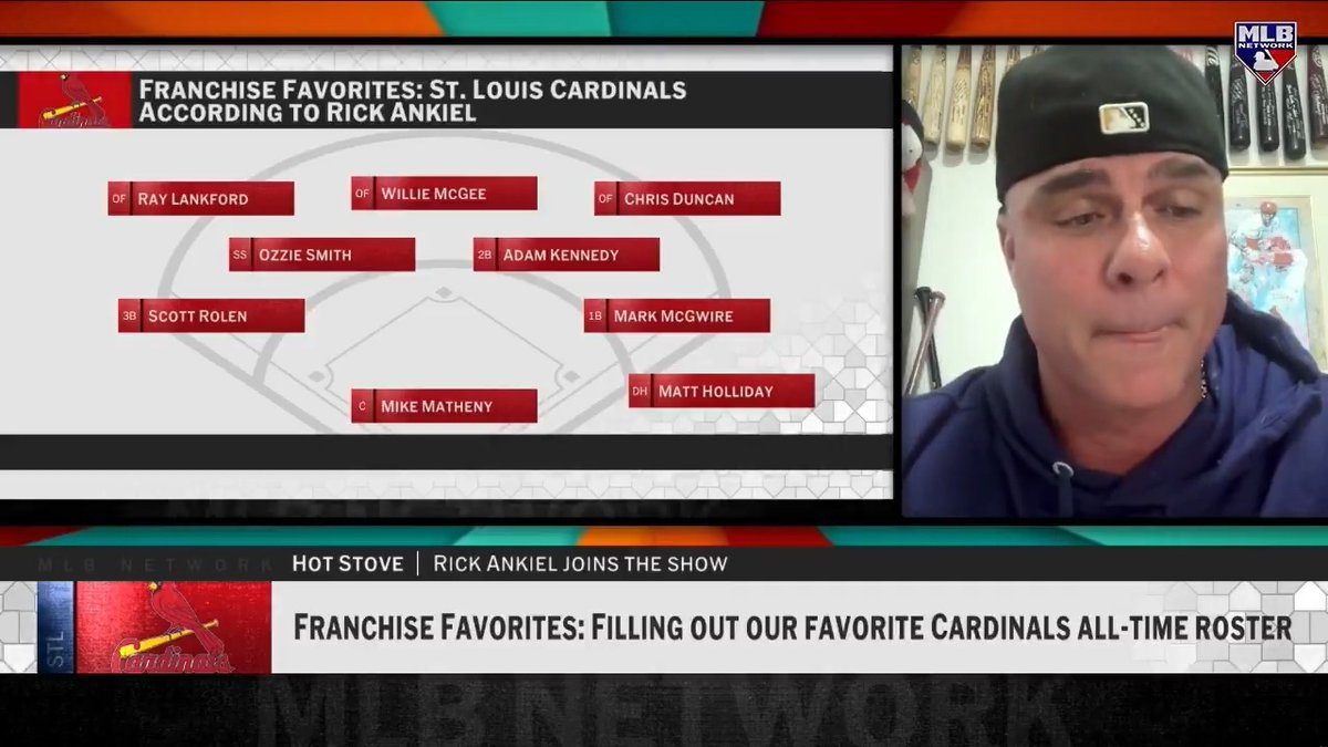 A Cardinals icon stopped by #MLBNHotStove to give their “Franchise Favorites” 📝
Who is @TheeRickAnkiel putting on his all-time squad?