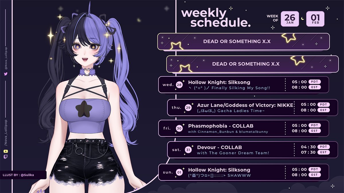 🍭 NEW SCHEDULE 🍭

Trying something new~ 
Let me know what you think 👉👈