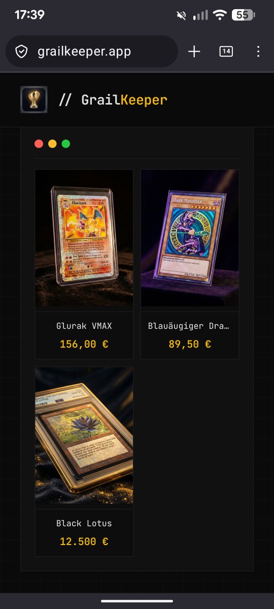 Paddi_Dev_1985's tweet photo. "Glurak" statt "Charizard". Ist das zu viel verlangt? 🔥

Wir finden: Nein. Deshalb bauen wir GrailKeeper. Die erste Collection-App, die deine deutschen Karten versteht und dir sofort den passenden Euro-Preis liefert.

✅ Keine Übersetzung nötig ✅ Keine App-Store-Hürden (Web App) ✅ 100% für den EU-Markt optimiert

Sei einer der Ersten, die testen dürfen: 🔗 https://t.co/B5kPm7EI1N

#PokemonGermany #GrailKeeper #Sammeln #PokemonTCGDE #MagicTheGatheringDE #TCGCommunity #Sammler #MobileFirst
@CardmarketPkmn @CardmarketYGO