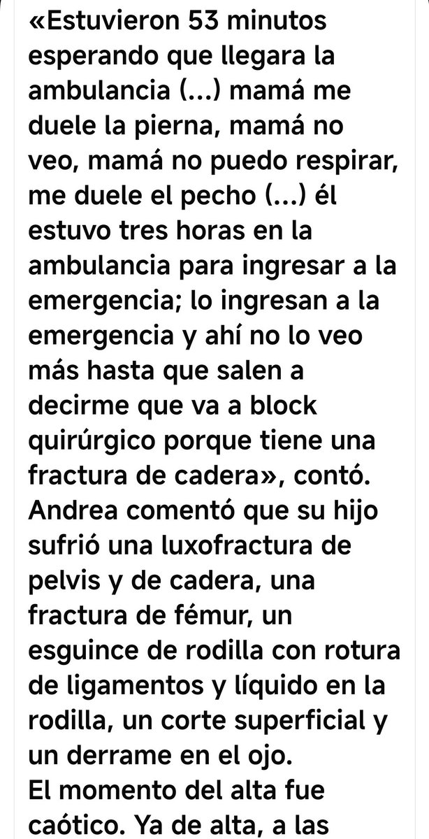 El relato de la mamá del joven atropellado x el ministro, habla muy mal del de sistema de salud de Cristina lustemnberg