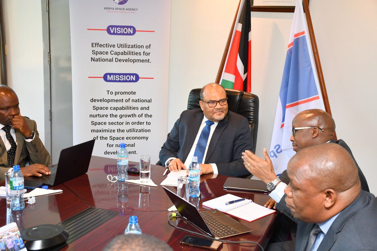 Profshaukat's tweet photo. Strengthening the #QuadrupleHelix of Government-Academia-Industry-Society #theSocializationofScience remains central to our mandate @ScienceRI_Kenya Today, i had informative tour at @SpaceAgencyKE, received by Brig. Hillary Kipkosgey, Director General. This is part of the State Department for Science, Research, and Innovation’s efforts to strengthen coordination across Kenya’s research and innovation ecosystem.
The visit offered an excellent opportunity to tour KSA’s facilities, engage with management and staff on institutional operations, capacities, and challenges, and gain deeper insights into Kenya’s expanding capabilities in space and earth observation technologies @Space4WomenOOSA @UNOOSA
Space and earth observation technologies are increasingly used in data-driven decisions in agriculture, climate action, and economic productivity. Kenya’s space sector serves as a strategic catalyst for social economic development—advancing global, continental @_AfricanUnion @UNEP_Africa , regional, and national priorities while fostering innovation, economic growth, and evidence-based decision-making across multiple sectors.
@KENIAUpdates @nrfkenya @nacosti
#KenyaSpace #Science #ResearchKE #innovation2025 @ISC @BBCAfrica @PU_Kilifi @DiscoverJKUAT @OfficePCS_KE @MusaliaMudavadi @ItalyinKenya