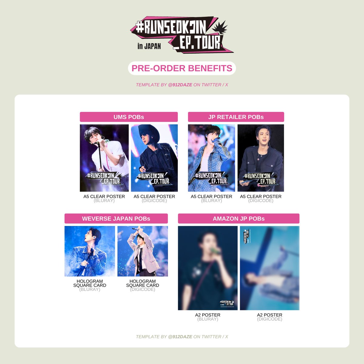 BTS JIN SEOKJIN DVD DC BR PC PHOTOCARD WL WISHLIST TEMPLATE