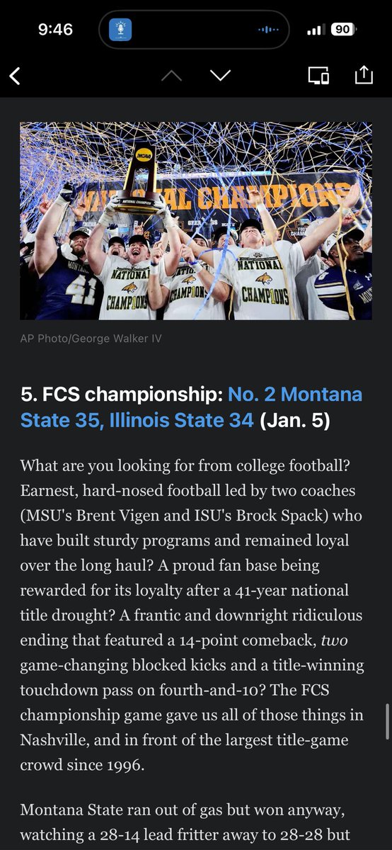 Top 100 games of the year, coming in at #5. Thanks, <a href="/ESPN_BillC/">Bill Connelly</a>