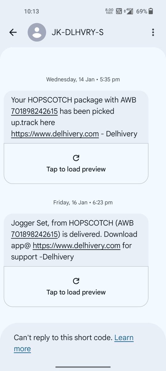 n1_subhash's tweet photo. Product was not delivered on 14th jan yet message received as delivered. No calls from your delivery partner. 
Complaint raised on 16th jan and your executive had assured to comeback by 24-48hrs. Still no response. @delhivery kindly look into such fraudulent work by ur partners https://t.co/qUZaLdSKCz