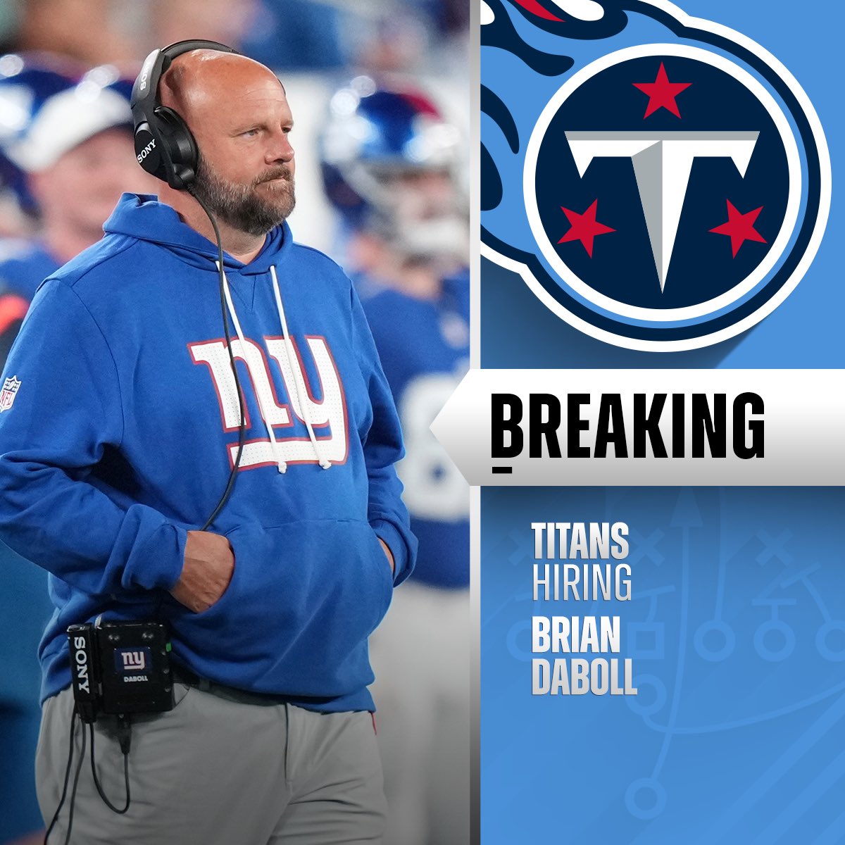 NFL's tweet image. Titans hiring Brian Daboll as offensive coordinator. (via @RapSheet, @JellyRoll615)