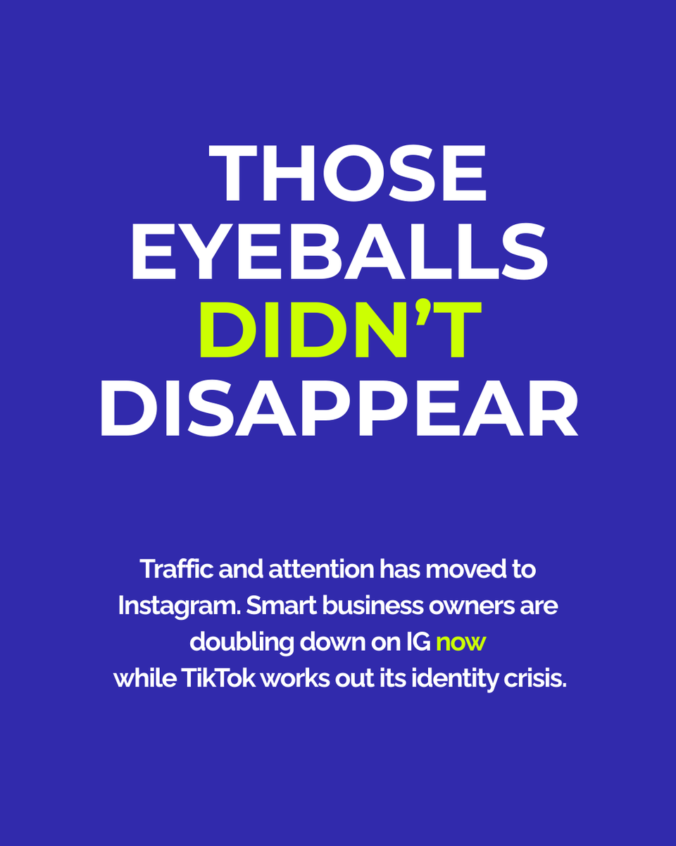 RipeMarketing's tweet photo. TikTok’s forced sale = glitchy algorithm, recycled FYPs, and disappearing reach. Home service pros and building contractors are losing traffic. Instagram is picking it up.

This isn’t a trend. It’s a window. Use it before TikTok gets its act together. 

#TikTokAlgorithm https://t.co/iuHcGmIoU2