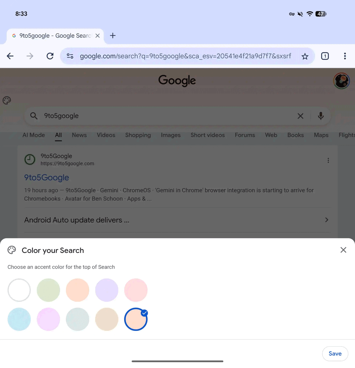 rustybrick's tweet photo. Google Search tests adding a splash of color to the top of the search results https://t.co/mc3exAjbj9 hat tip @suzukik https://t.co/e2htlcvpKH