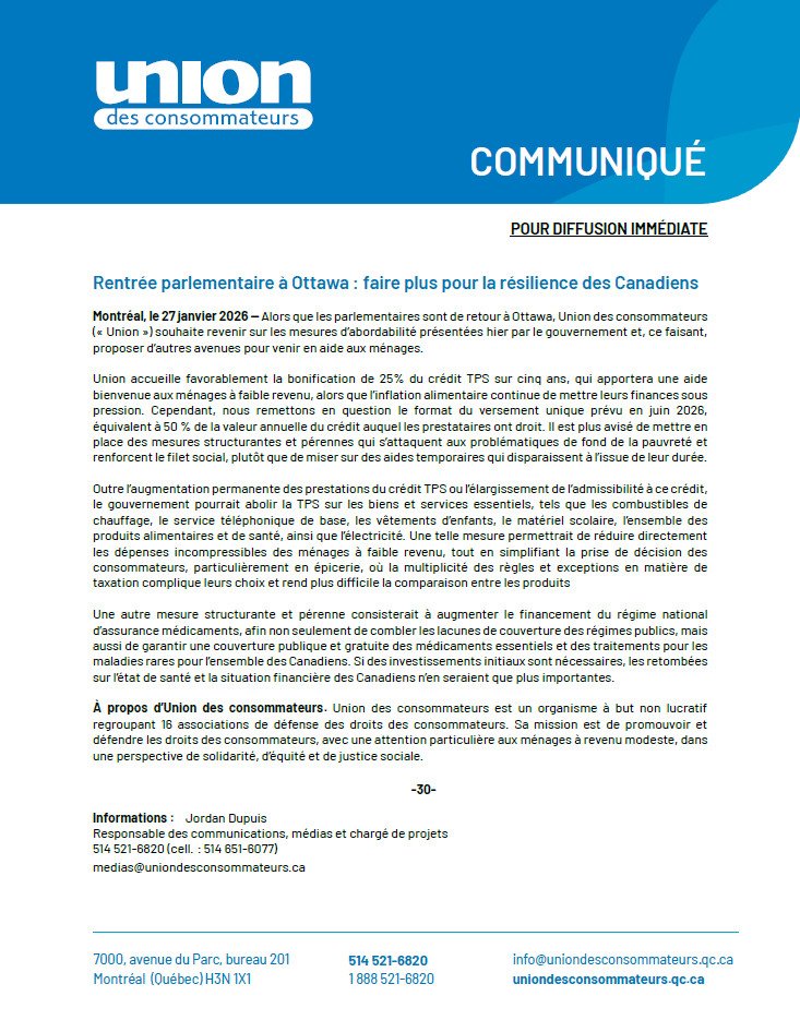 Union des consommateurs tweet media