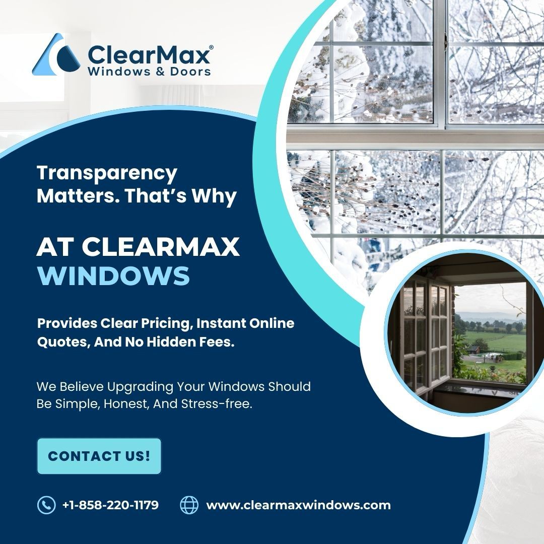 Clear pricing and honest service from start to finish. Book your consultation today at clearmaxwindows.com 

#ClearMaxWindows #TransparentPricing #TrustedService #HomeImprovement #WindowUpgrade